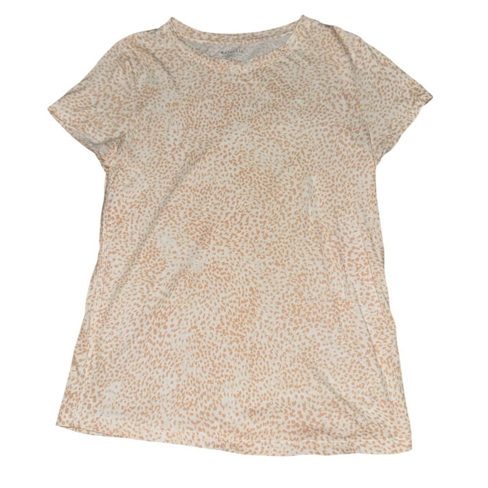Athleta tan white cheetah print T-shirt women’s size small